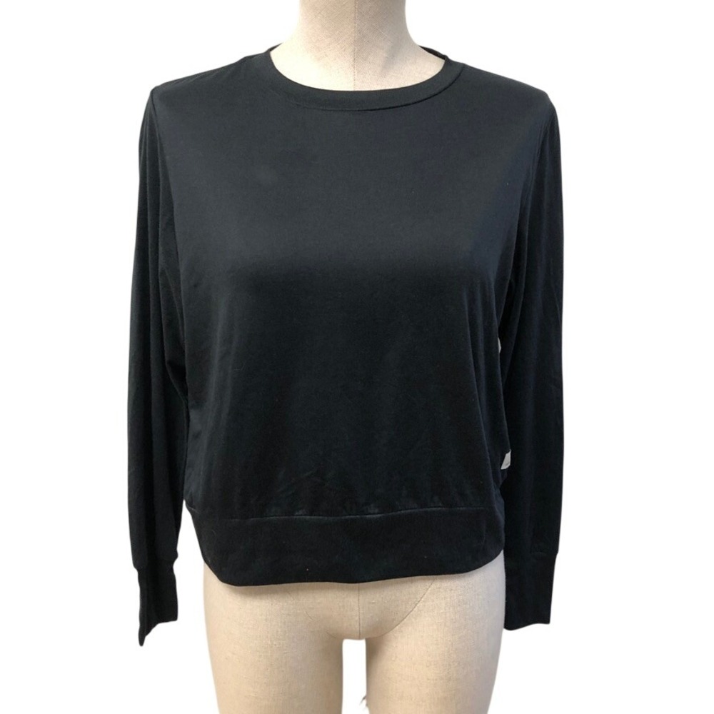 Vuori Performance Top Womens Small Black Long Sleeve Crew Neck VW133 Activewear